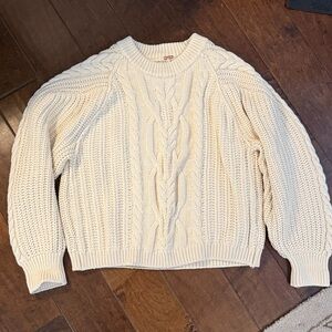 NWOT Free People Cream Cable Knit Sweater 100% cotton - L